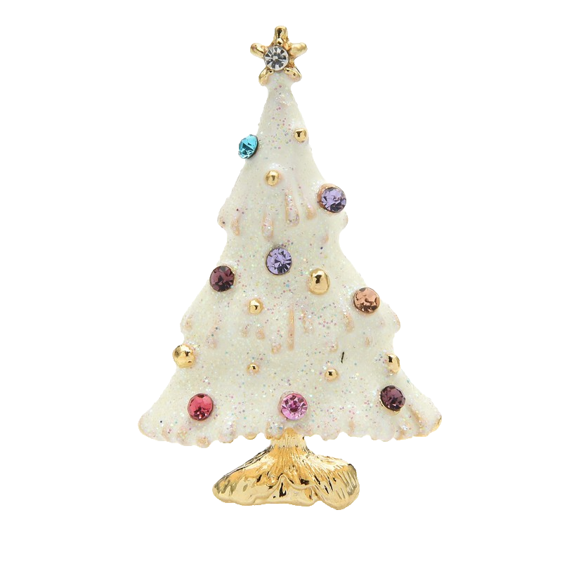 2Pcs Rhinestone Enamel Christmas Tree Brooch Pin 2-Pack Holiday Festive Jewelry