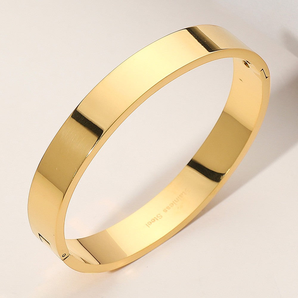 2pcs Stainless Steel Hinged Bangle Bracelets Women Gold & Silver Fashion Jewelry