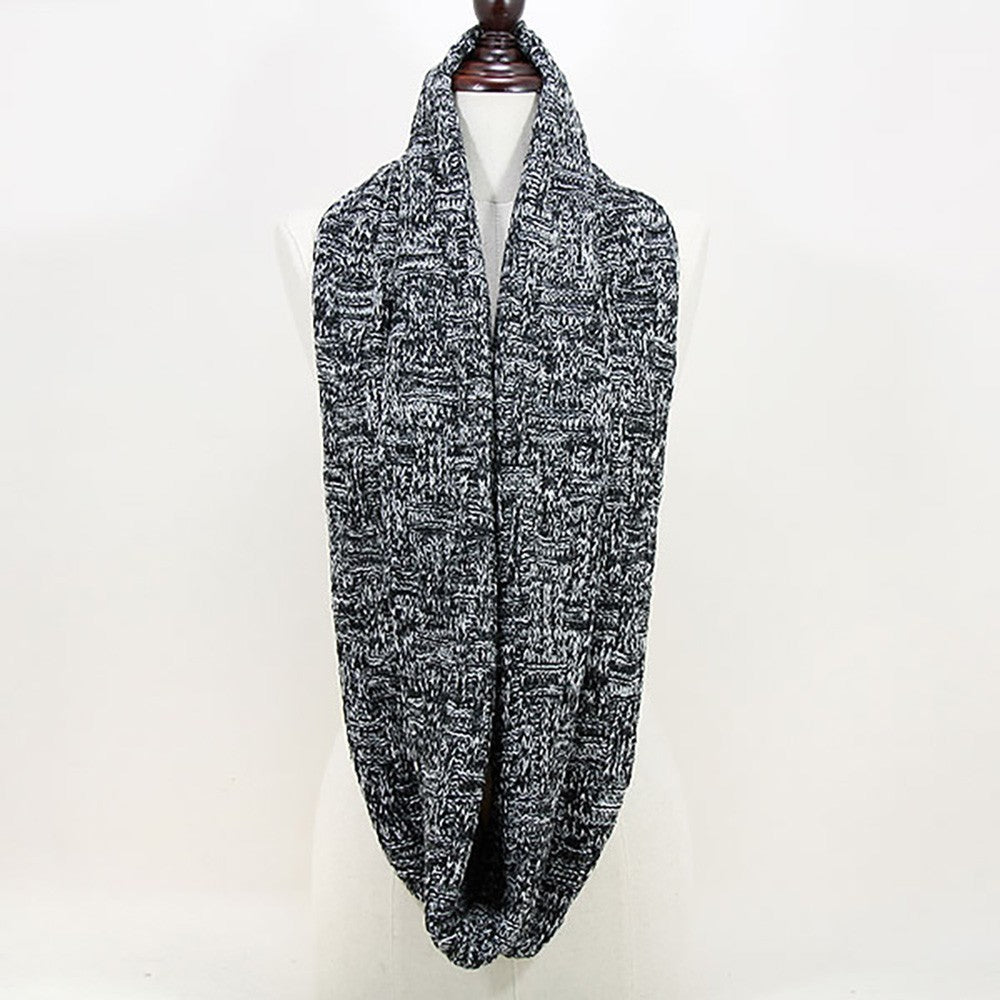 2PCs Cozy Two Tone Knit Infinity Scarf Circle Loop Warm Winter Neck Warmer Gift