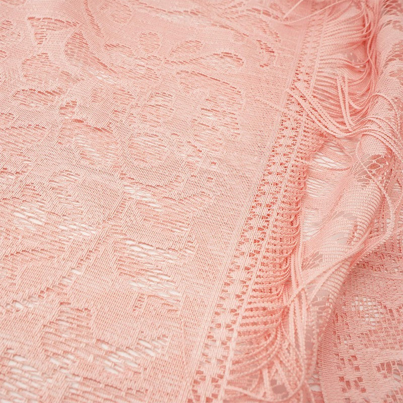 Women Floral Lace Tassel Shawl Wrap Sheer Evening Scarf Soft Lightweight Pashmin