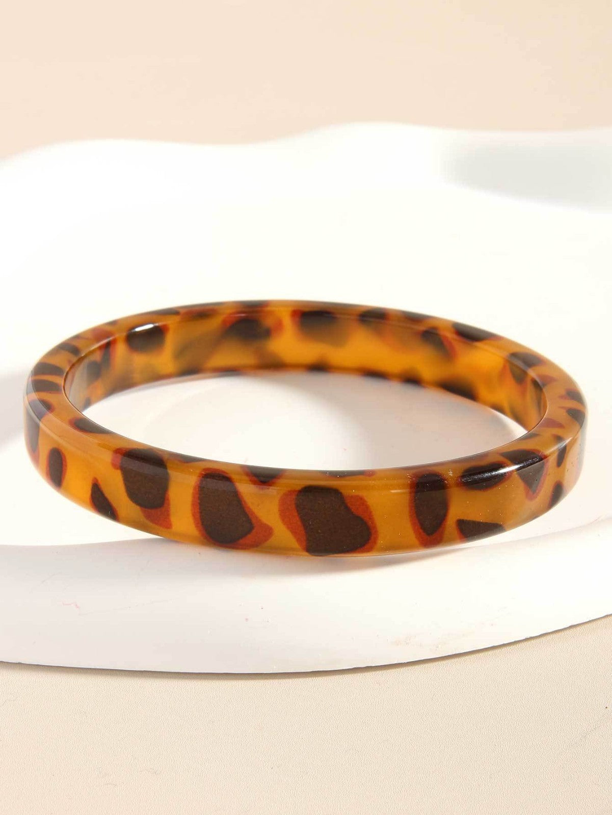 Tortoiseshell Bangle Stack Set: Wide & Thin Acrylic Resin Bracelets