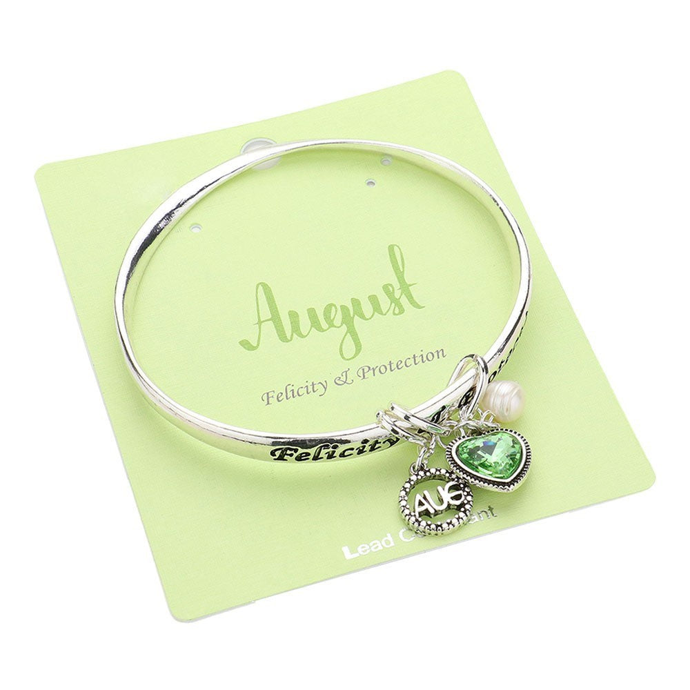 Felicity August Birthstone Heart Charm Bracelet – Silver Tone Protection Jewelry