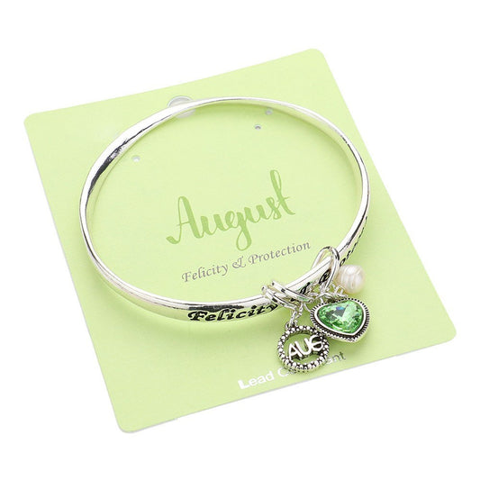 Felicity August Birthstone Heart Charm Bracelet – Silver Tone Protection Jewelry