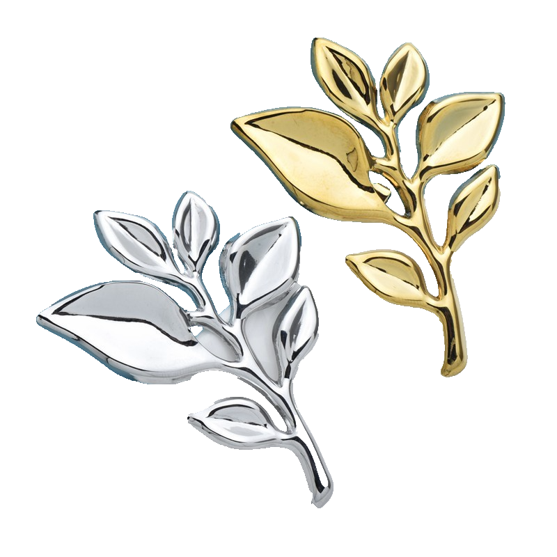 2pcs Leaf Brooch Set Gold Silver Tone Metal Plant Pin Minimalist Style