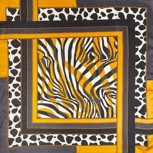 Zebra Leopard Pattern Printed Square Silky Satin Bandana Neck Scarf Polyester