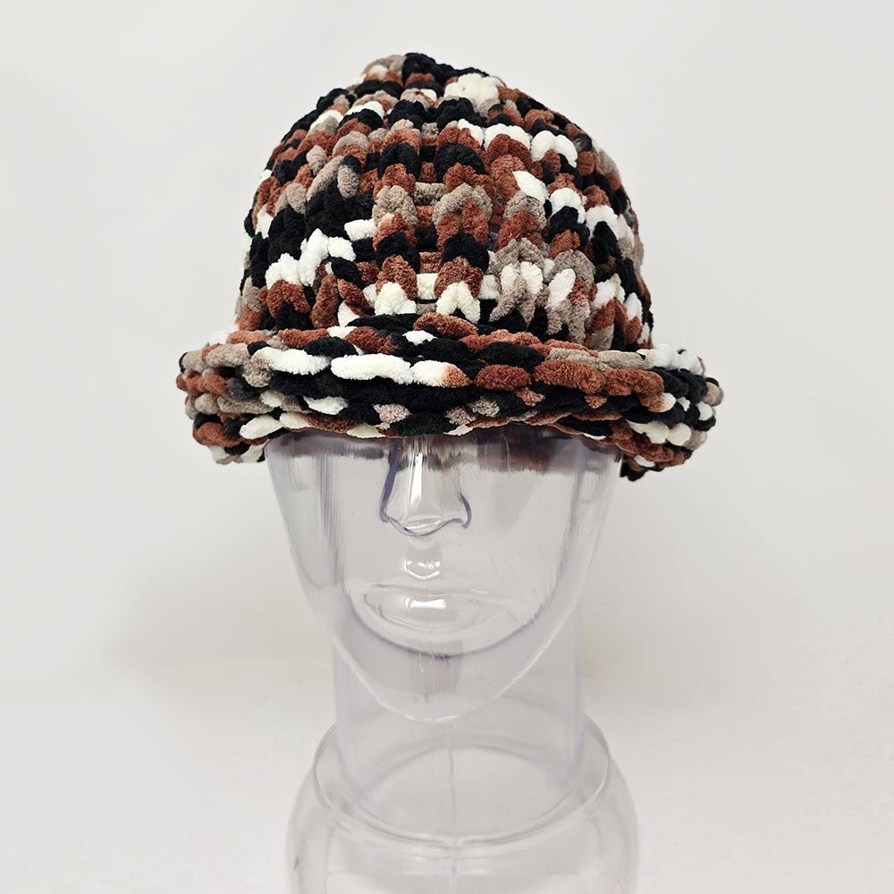 Thick Braided Knit Hat Multicolor Chenille Yarn Soft Warm Winter Accessory