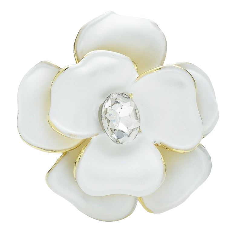 2pcs Enamel Camellia Flower Brooch Pin Set Vintage Style Crystal Floral Jewelry