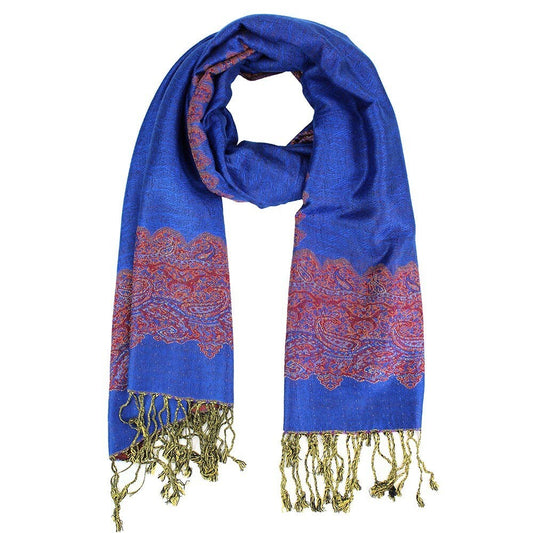 Border Pashmina Scarf Shawl Wrap with Fringe for Women Soft Elegant Accessory