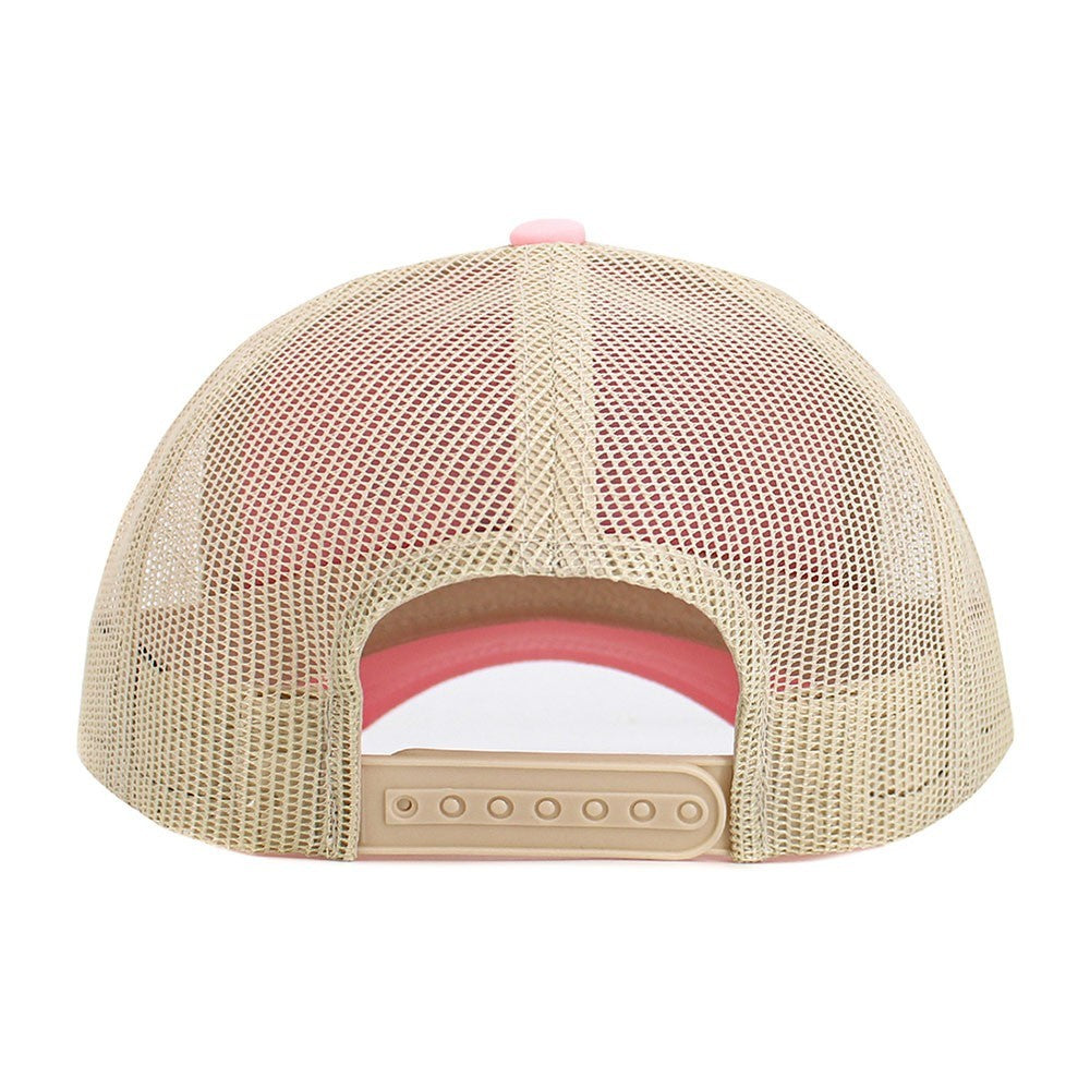 Embroidered Butterfly WILD & FREE Message Trucker Hat Pink Beige Mesh Back