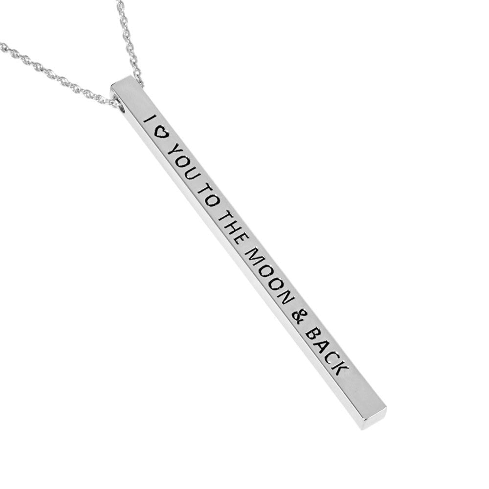 I Love You To The Moon & Back Bar Necklace Set - Gold & Silver Tone Brass Gift