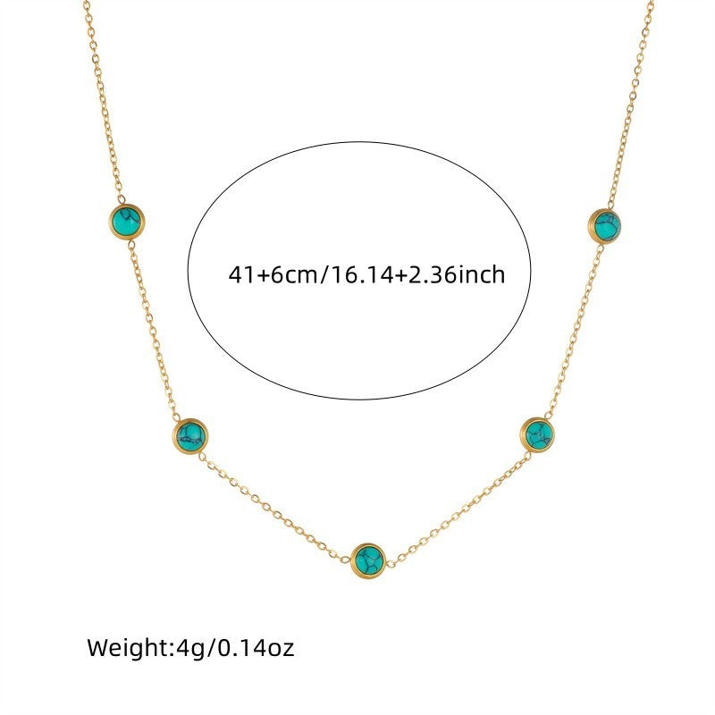 Gold-Tone Turquoise Station Necklace & Stud Earrings Set