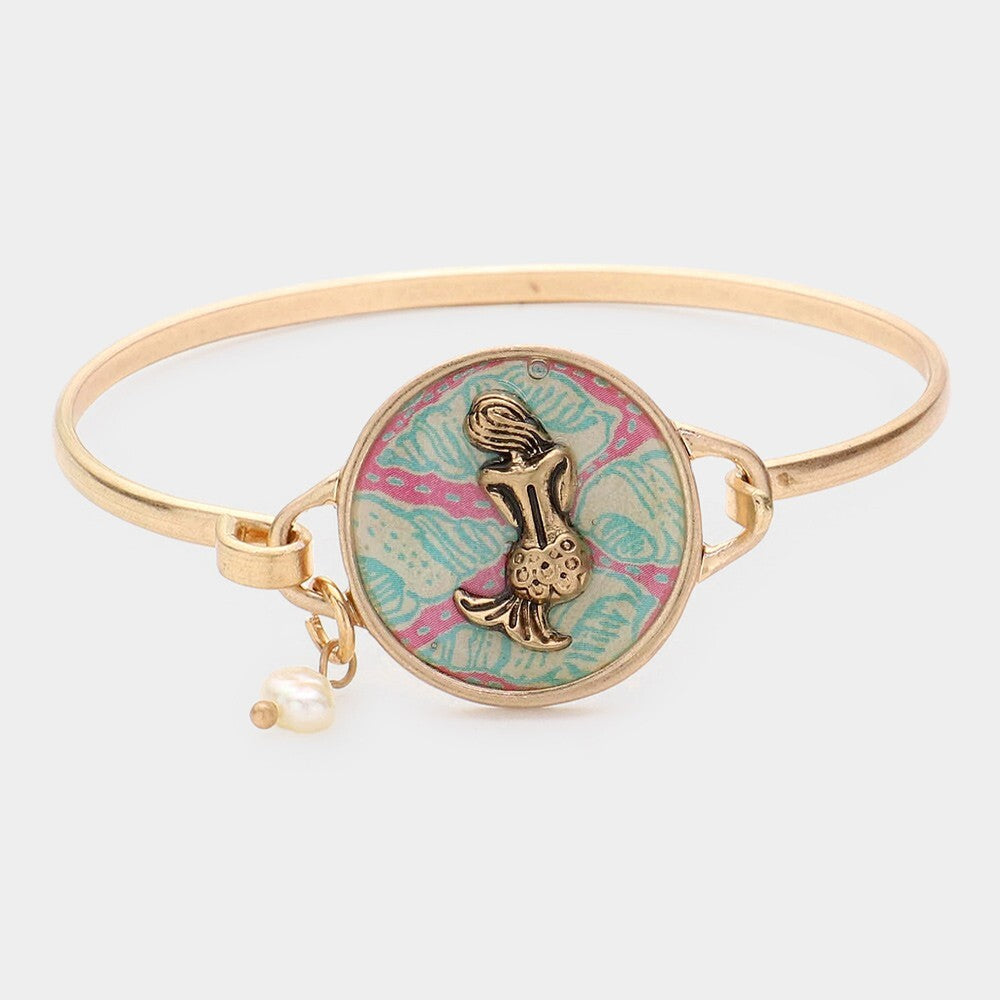 Mermaid Pearl Charm Hook Bracelet Nautical Jewelry for Women Ocean Bracelets