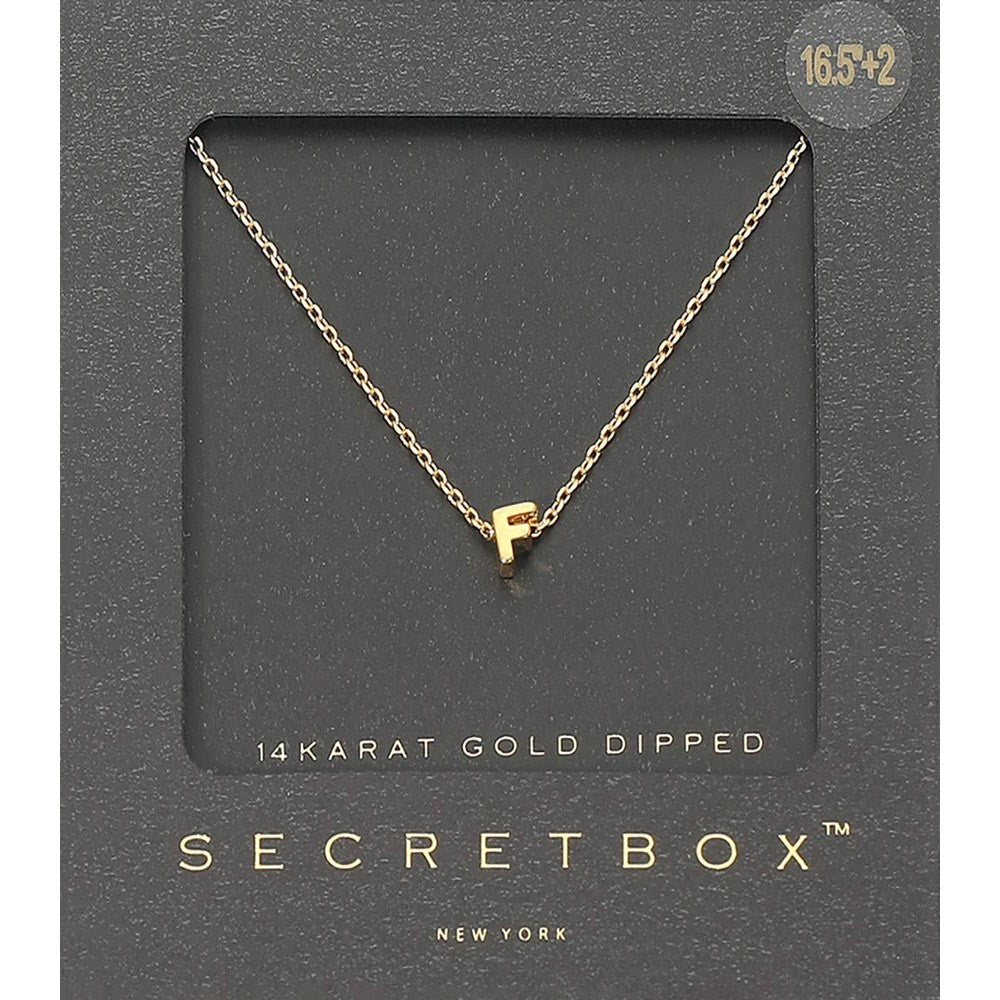 14K Gold Dipped Tiny Initial F Letter Pendant Necklace Secret Box New York