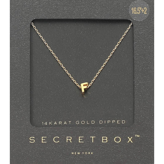 14K Gold Dipped Tiny Initial F Letter Pendant Necklace Secret Box New York