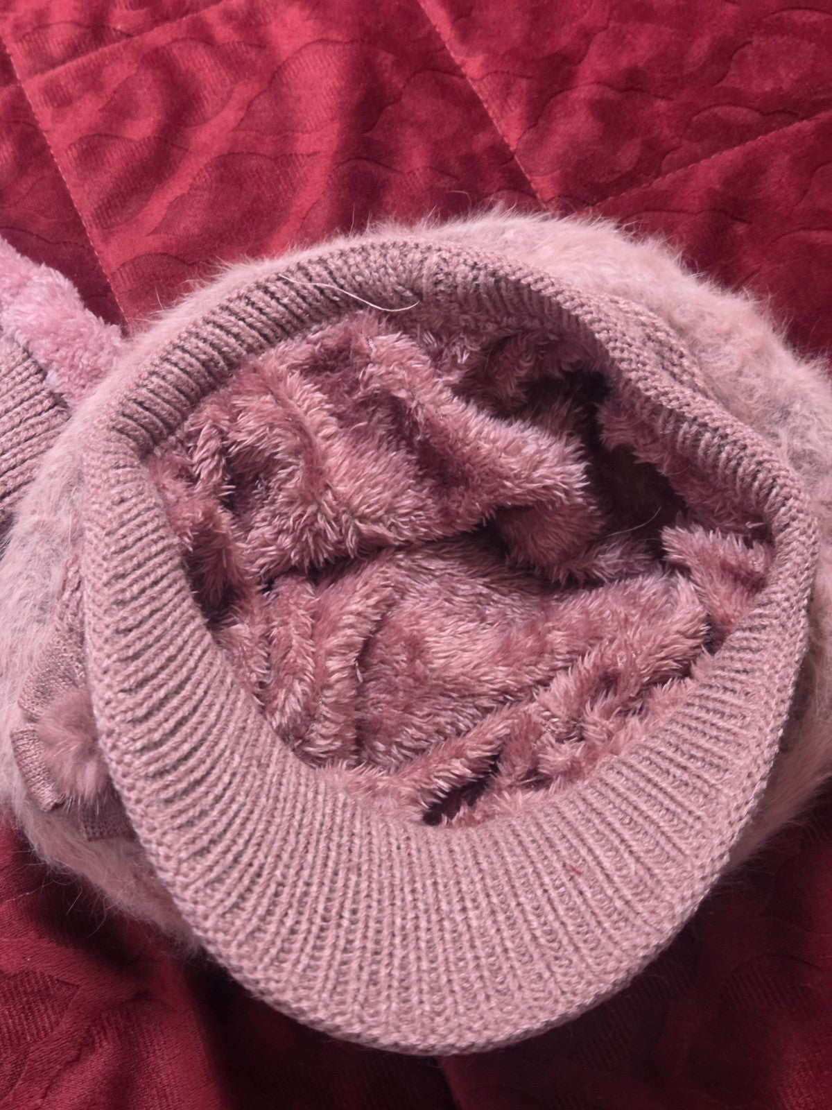 Women 2PC Winter Cable Knit Beanie Hat Scarf Set Fleece Lined Warm Thick