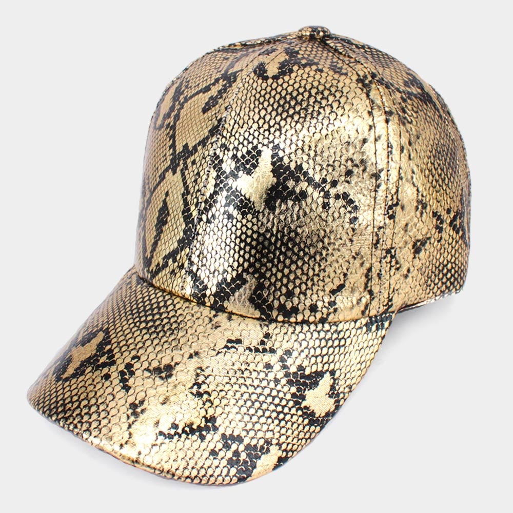 Gold Black Snakeskin Pattern Adjustable Baseball Cap Fashion Streetwear Hat