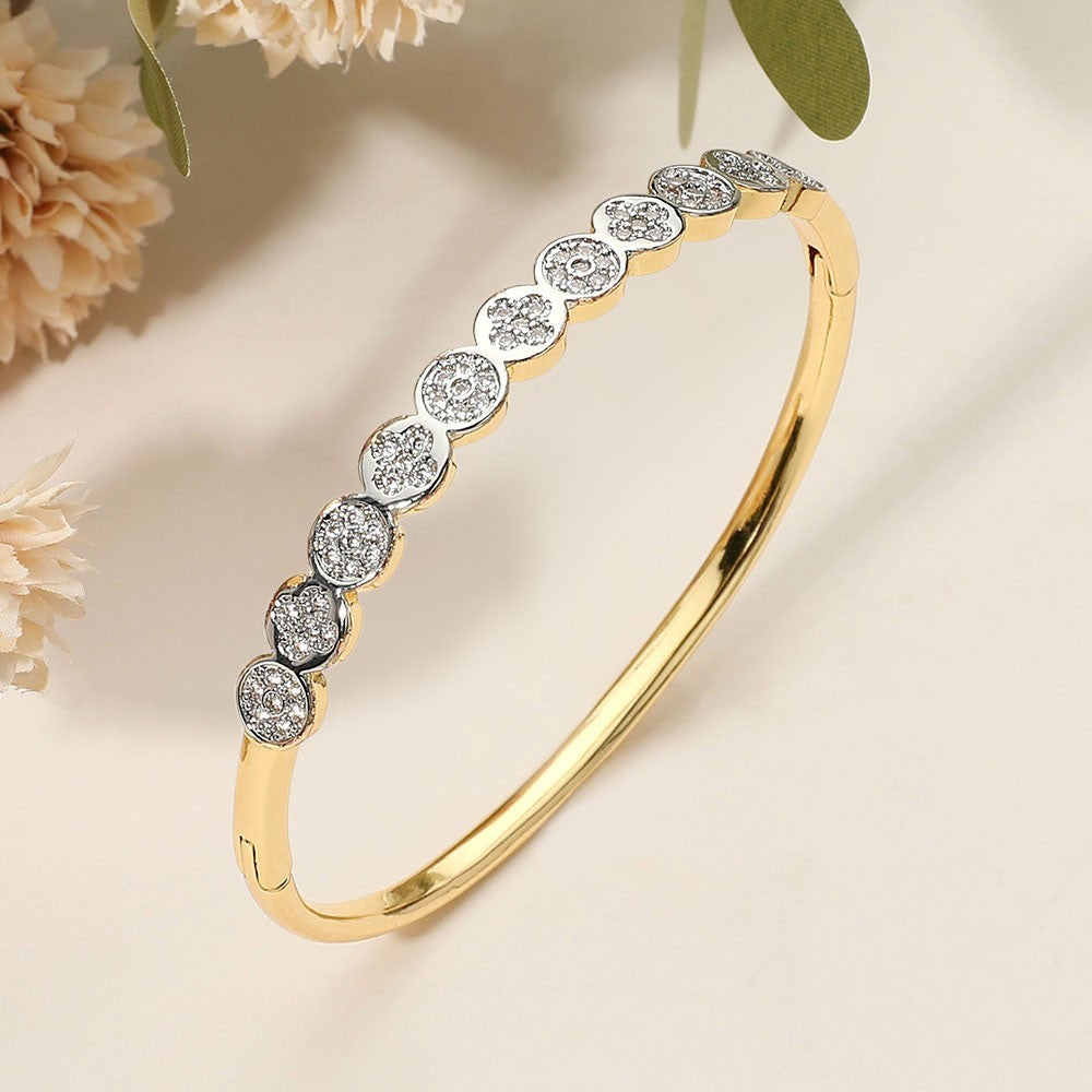 SECRET BOX Women's Stainless Steel Rhinestone Pave Circle Hinged Bangle Bracelet