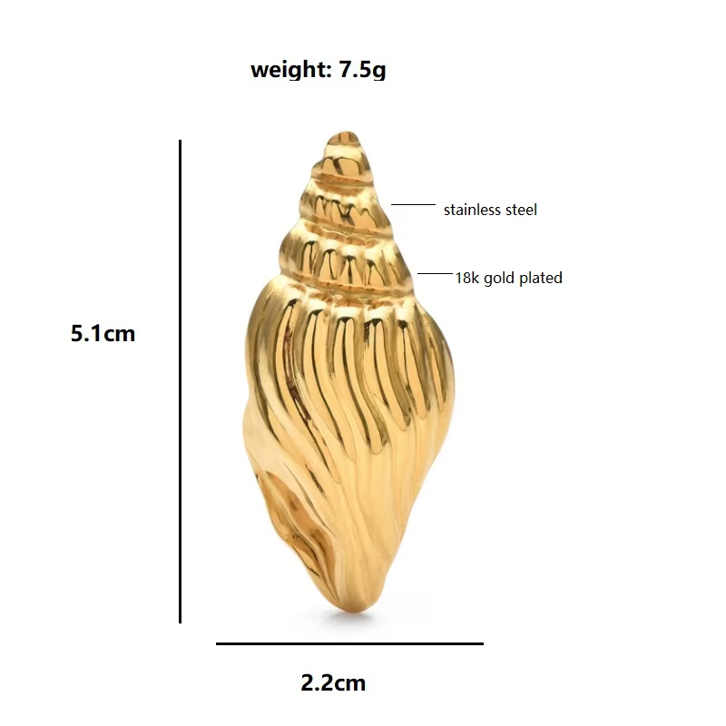 2pc Gold & Silver Shell Brooch Set 18K Plated Stainless Steel Pin Nautical Gift