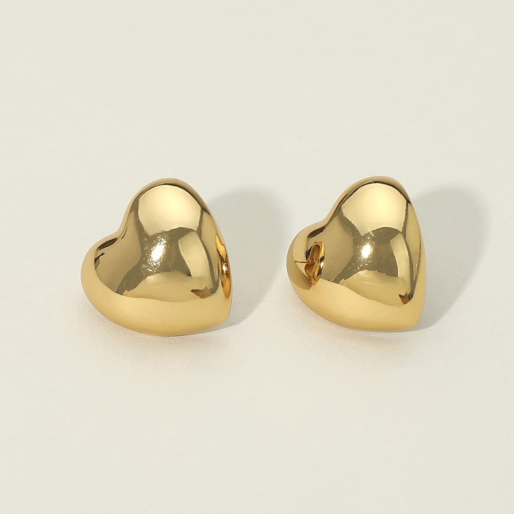 2 Pairs Womens Fashion Stainless Steel Heart-Shaped Rhodium Stud Earrings