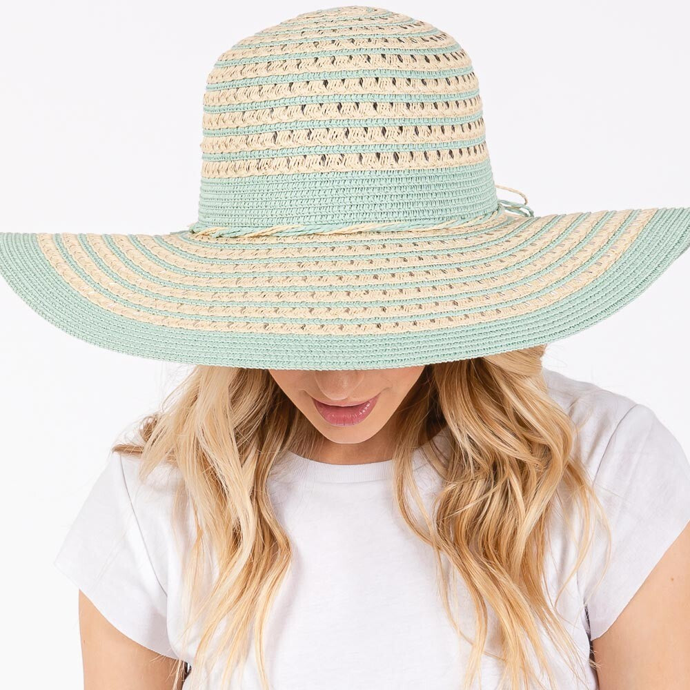 Striped Wide Brim Floppy Sun Hat Women’s Summer Beach Hat UV Protection Foldable