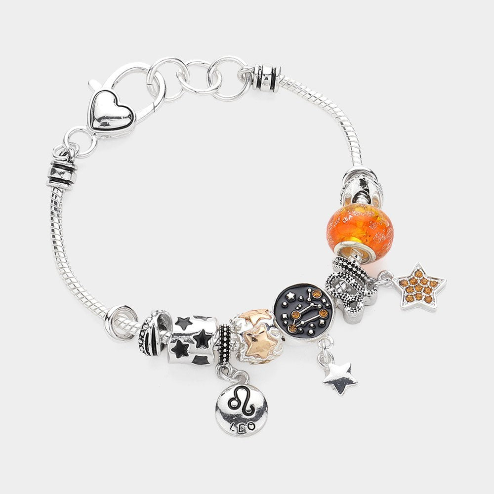 Leo Zodiac Charm Bracelet for Women Constellation Beads Horoscope Jewelry Gift