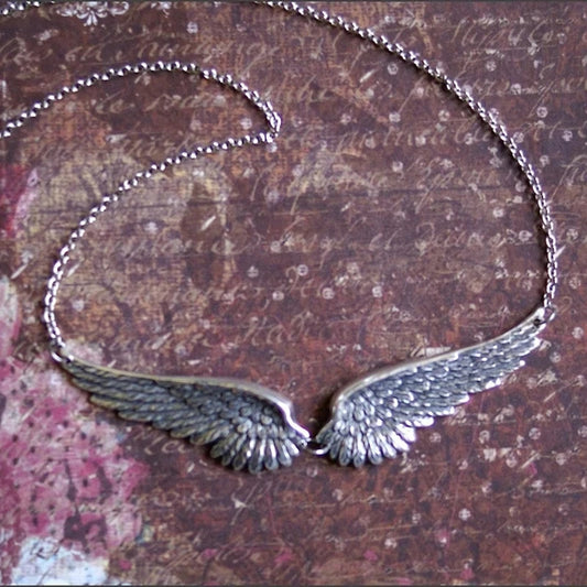Vintage Angel Wings Feather Choker Necklace Statement Link Collar for Women