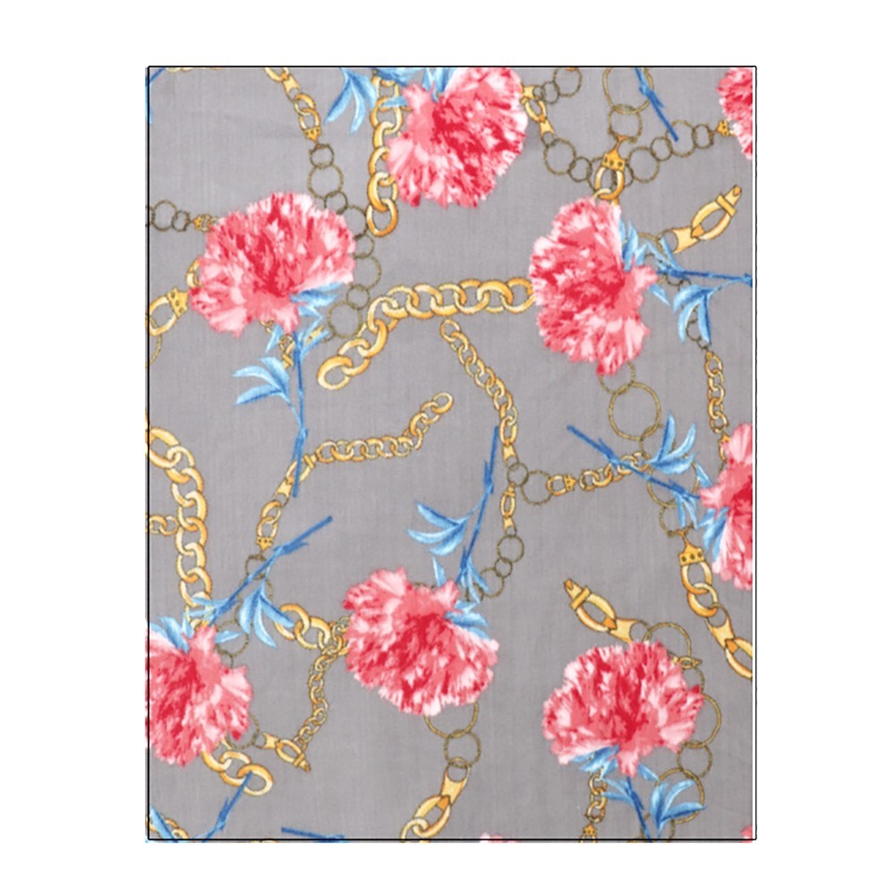 Grey Floral Chain Print Scarf Soft Wrap Shawl for  Women 100% Acrylic Winter