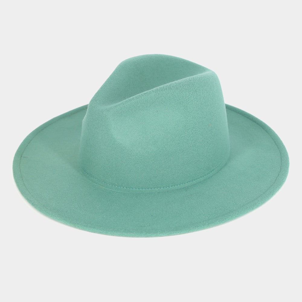 Teal Felt Fedora Hat Wide Brim Western Boho Fashion Winter Fall Hats Women