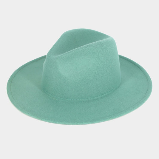 Teal Felt Fedora Hat Wide Brim Western Boho Fashion Winter Fall Hats Women