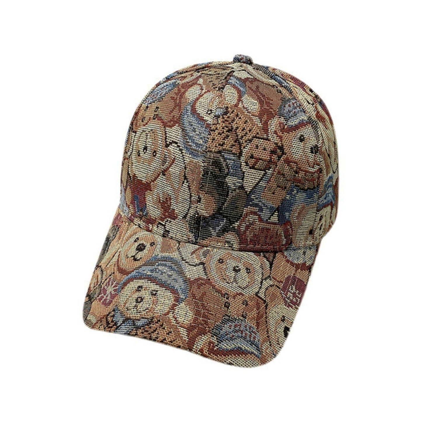 Tapestry Teddy Bear Baseball Cap Woven Dad Hat Vintage 90s Style Adjustable