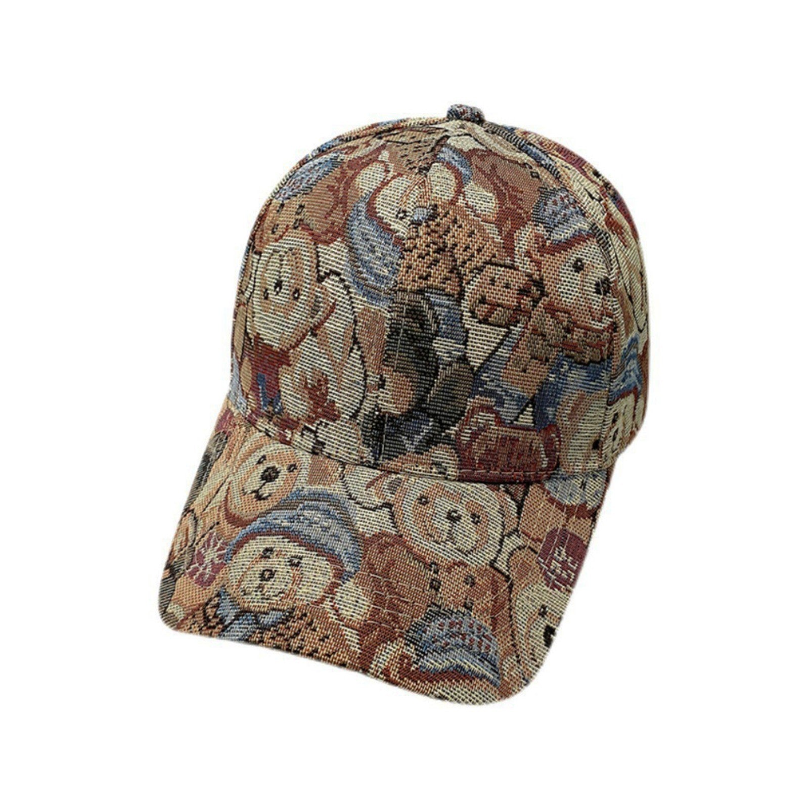 Tapestry Teddy Bear Baseball Cap Woven Dad Hat Vintage 90s Style Adjustable