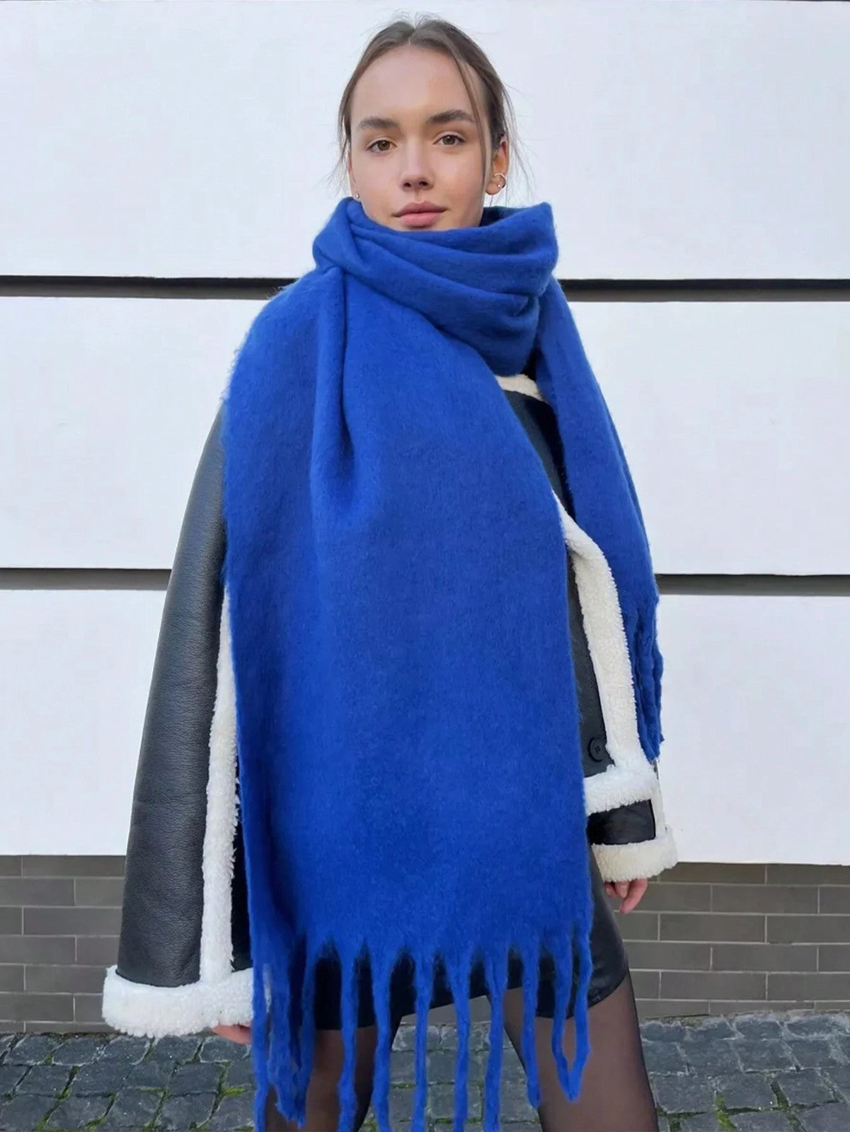 Womens Winter Cashmere Feel Pashmina Scarf  Blue  Warm Blanket Wrap Unisex