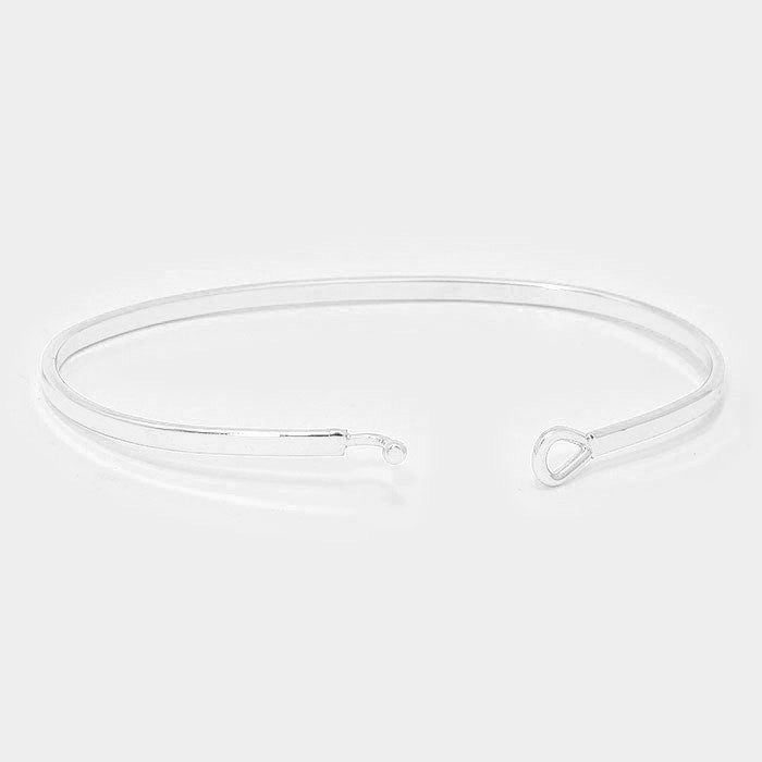 2pcs “I Can & I Will” Hook Bracelet Set Brass Metal Gold & Silver Inspirational