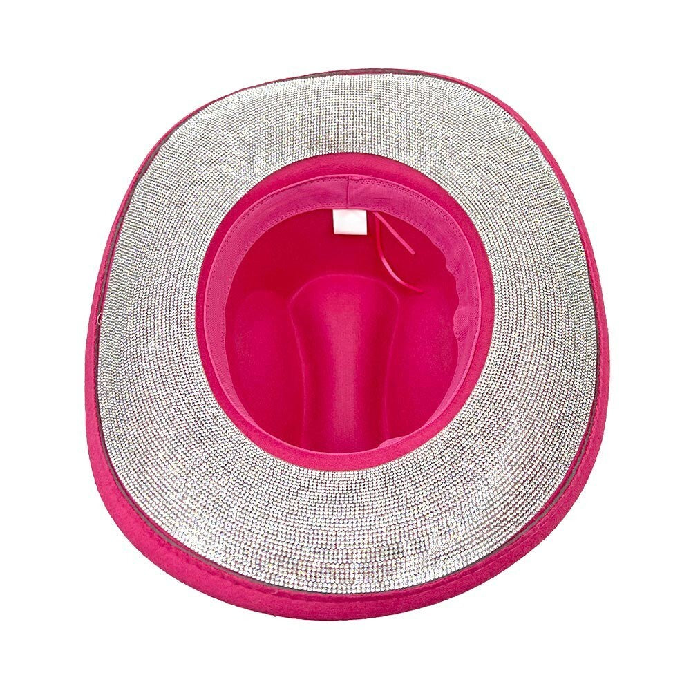 Rhinestone Paved Band Western Cowboy Hat Women’s Glam Rodeo Festival Cowgirl Sty