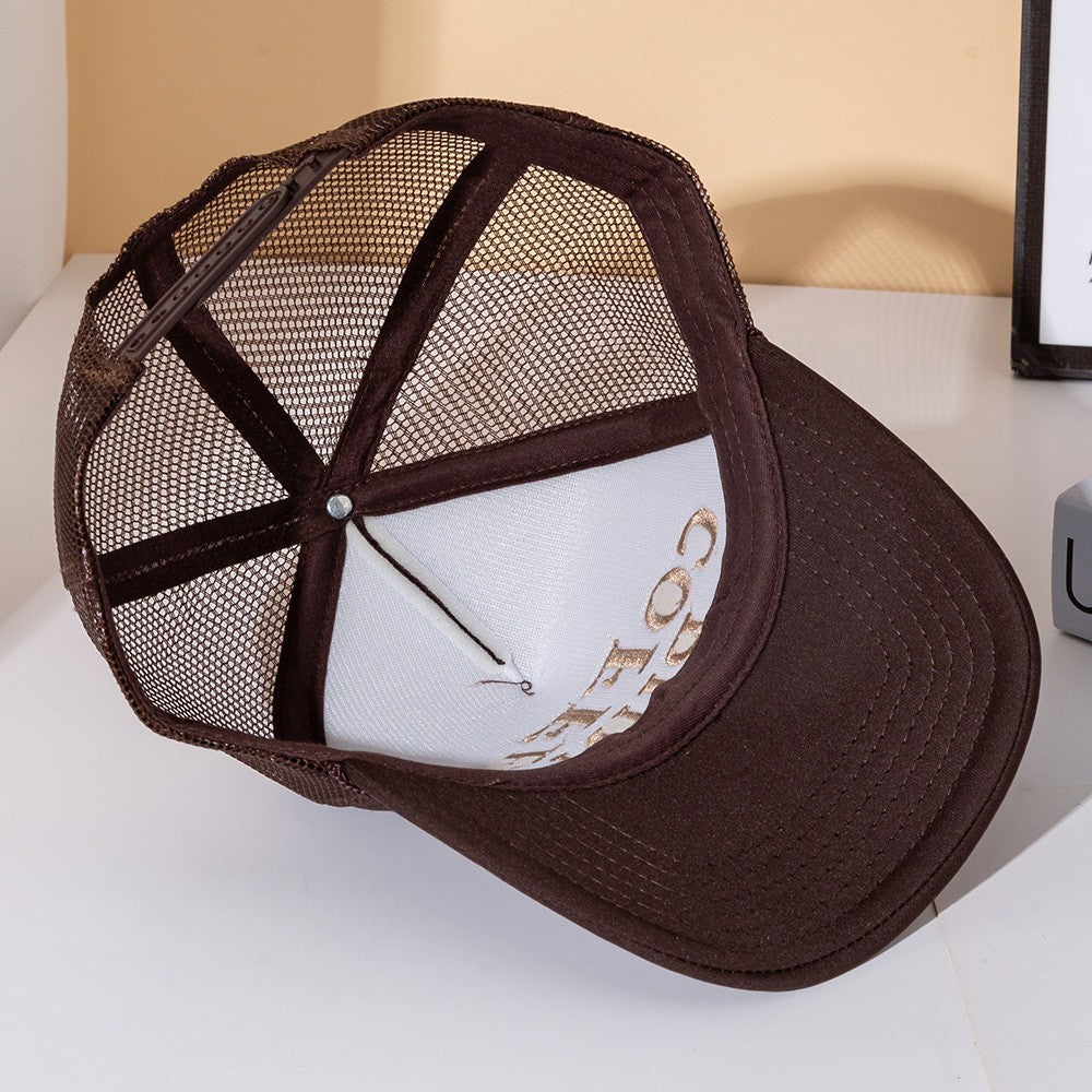 2PCS Coffee Run Brown Trucker Hat Mesh Back Adjustable Snapback Cap Unisex