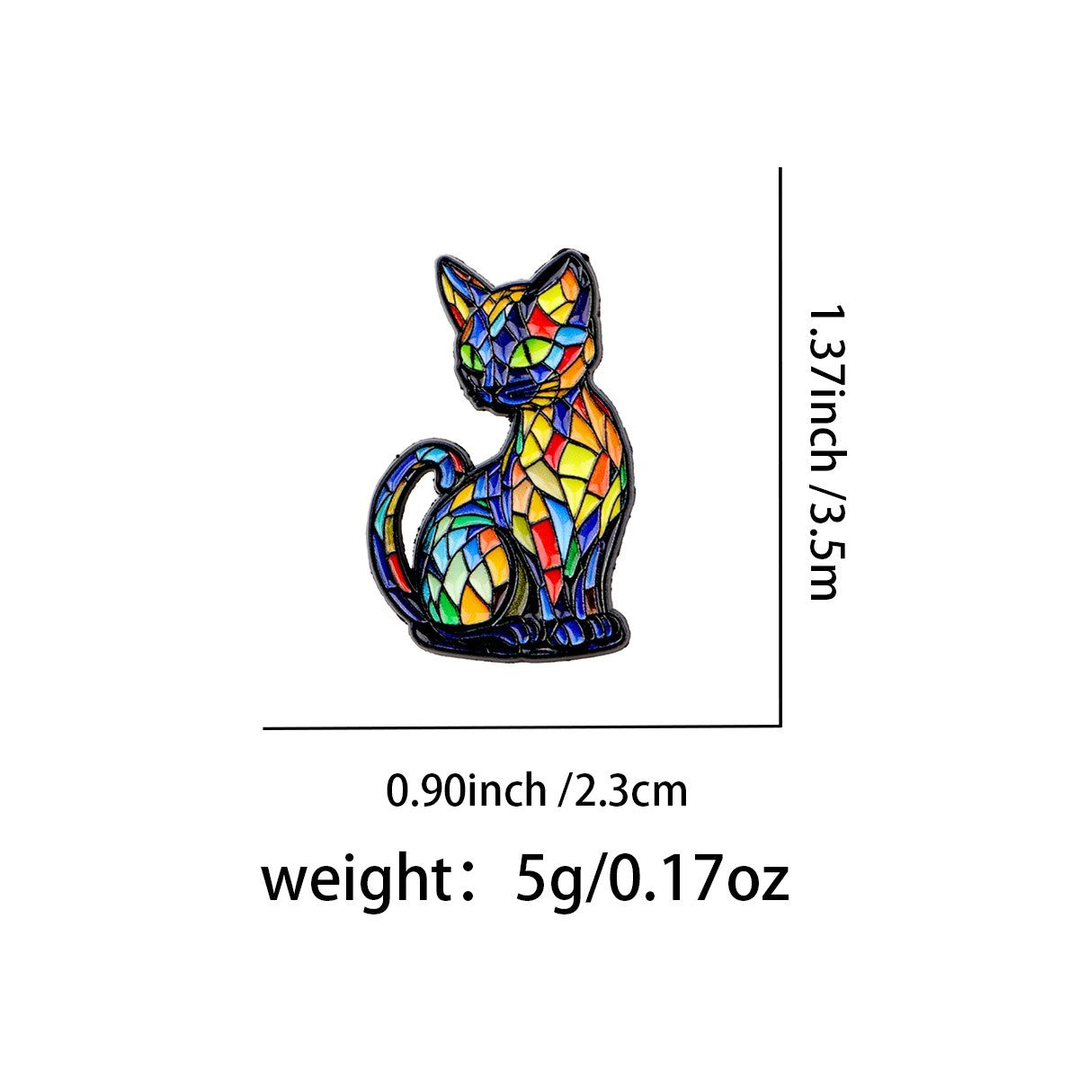 2PCS Colorful Stained Glass Style Cat Enamel Pin Set Brooch Bag Jacket Badge