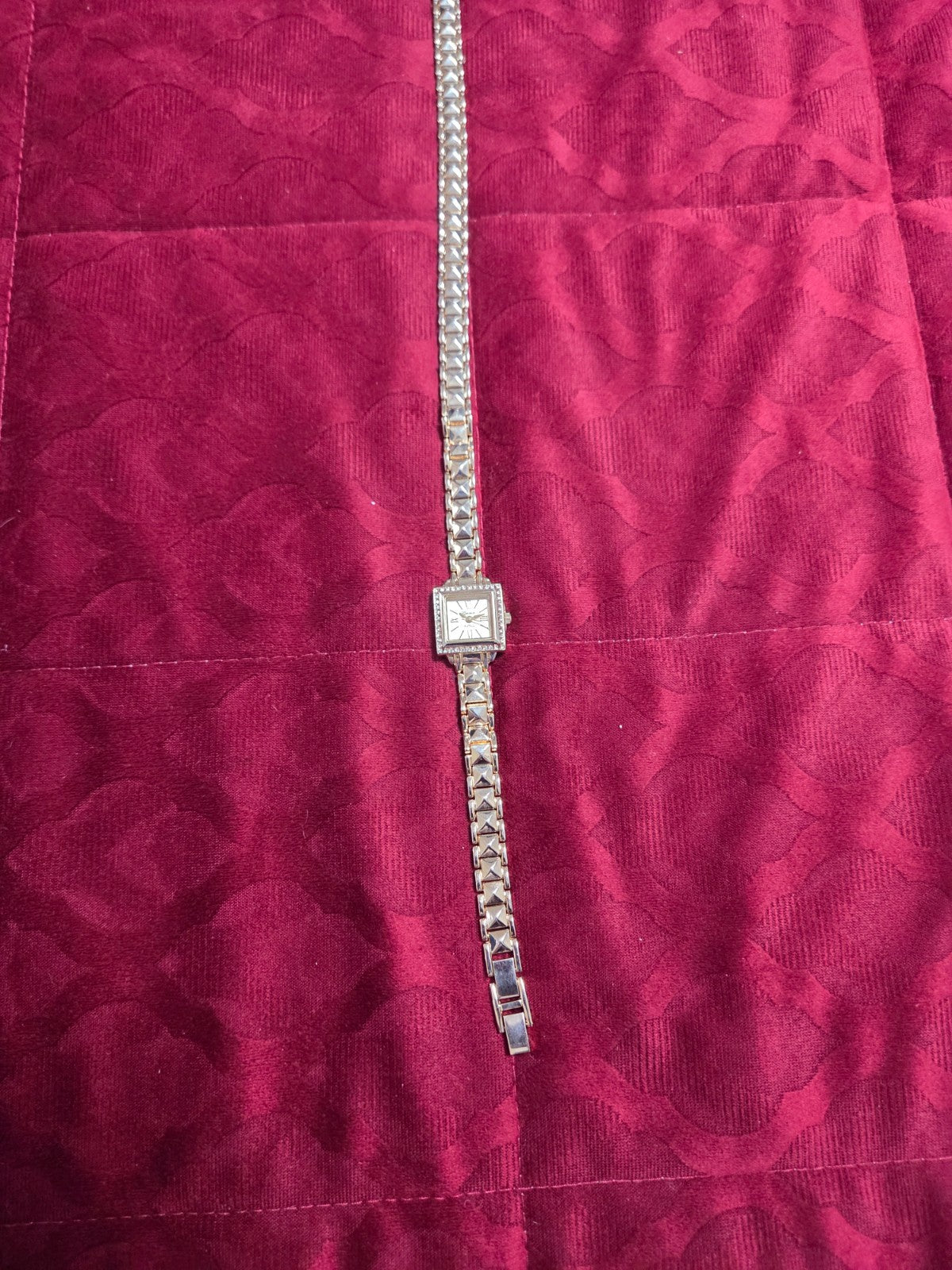 Ladies Square Gold-Tone Wrap Watch Bracelet 15" Crystal Bezel Quartz Movement