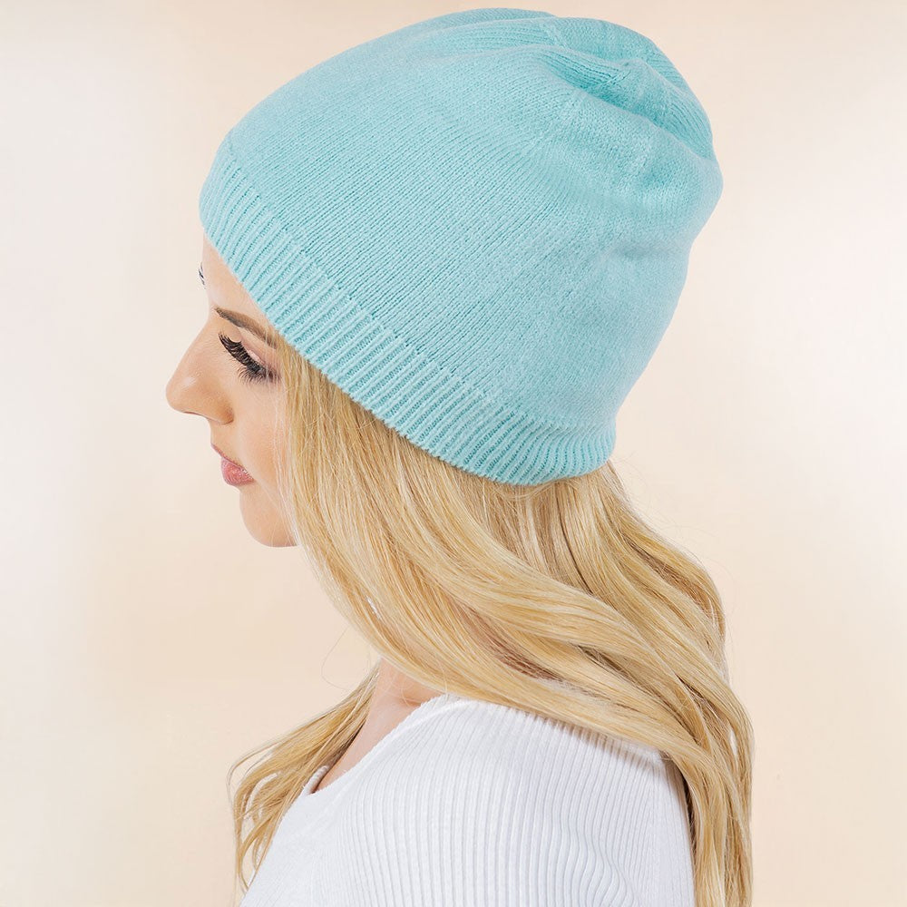 3 Piece Winter Beanie Hat Scarf and Gloves Set for Women's OS Light Blue Acrylic