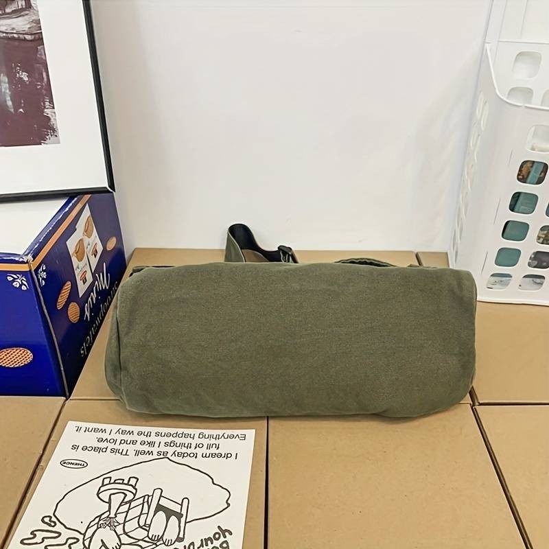 Olive Green Canvas Crossbody Messenger Bag – Large Casual Shoulder Tote Bags