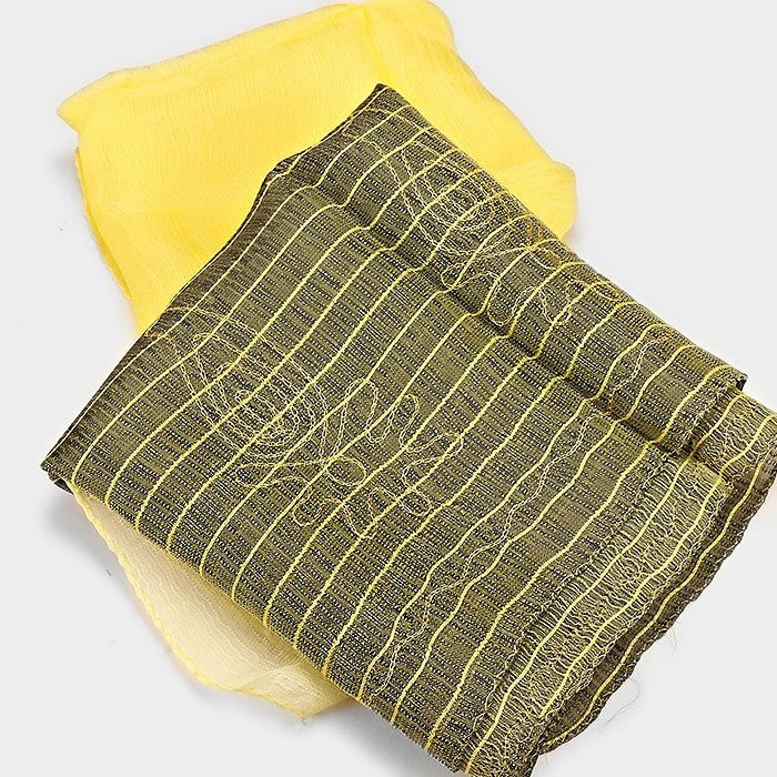 Neon Yellow and Green Color Block Lightweight Summer Scarf Soft Fashion Wrap