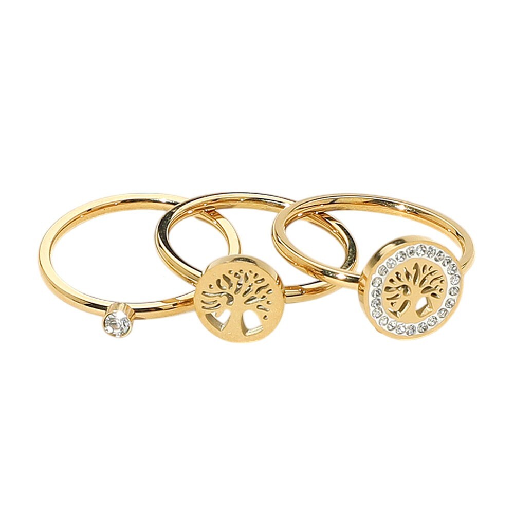 3 Stainless Steel Tree of Life Stackable Rings Set for Women Size 7 Jewelry