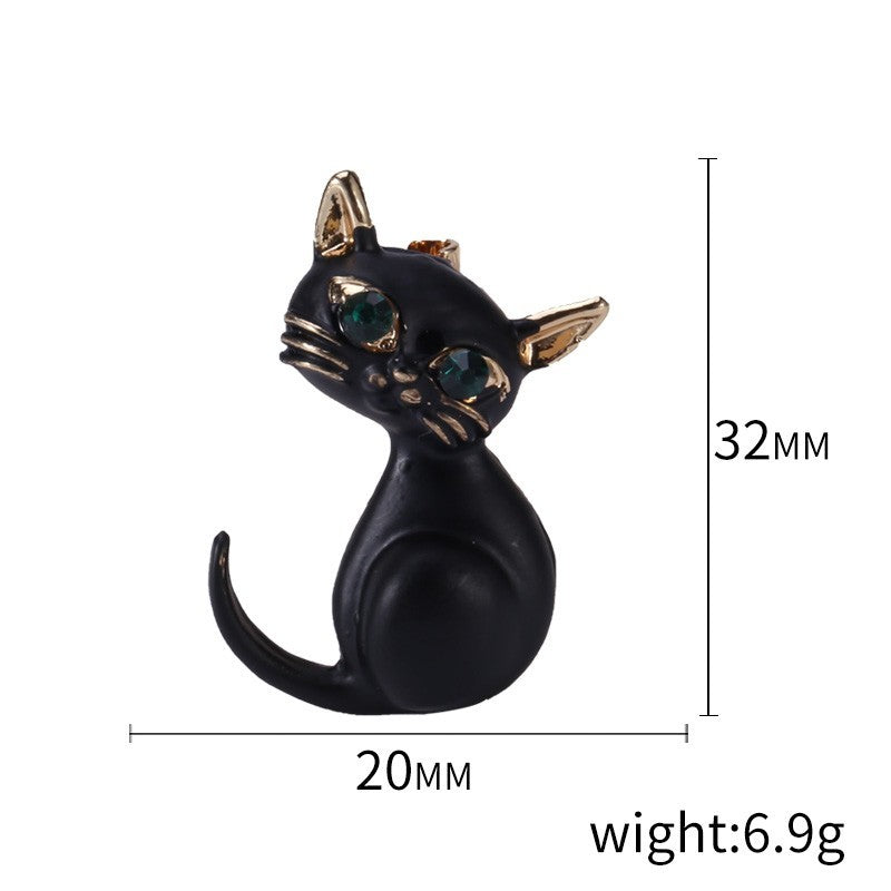5pcs Cat Brooch Pin Set Rhinestone Enamel Sterling Silver Abalone Shell