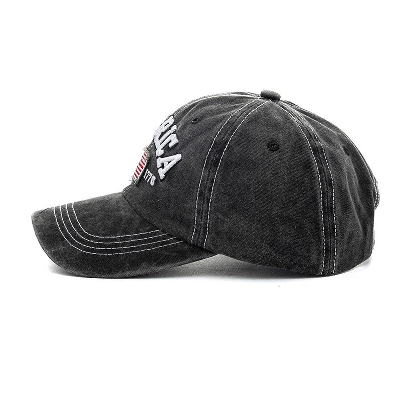 America EST. 1776 Black Baseball Cap for Men – Adjustable Patriotic Hat USA