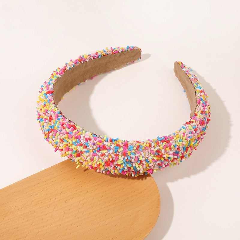 Colorful Sprinkle Padded Headband Set 3pc Sweet Candy Donut Hair Accessory Kids