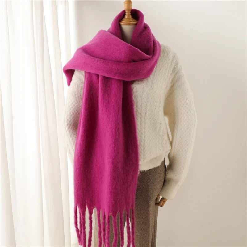 Womens Winter Cashmere Feel Pashmina Scarf  Hot Pink  Warm Blanket Wrap Unisex