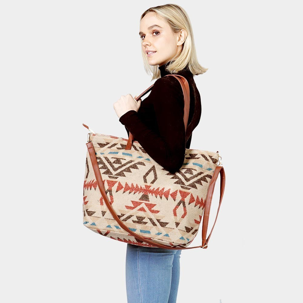 Western Weekend Tote Bag Women’s Large Travel Shoulder Bag Southwest Aztec Style