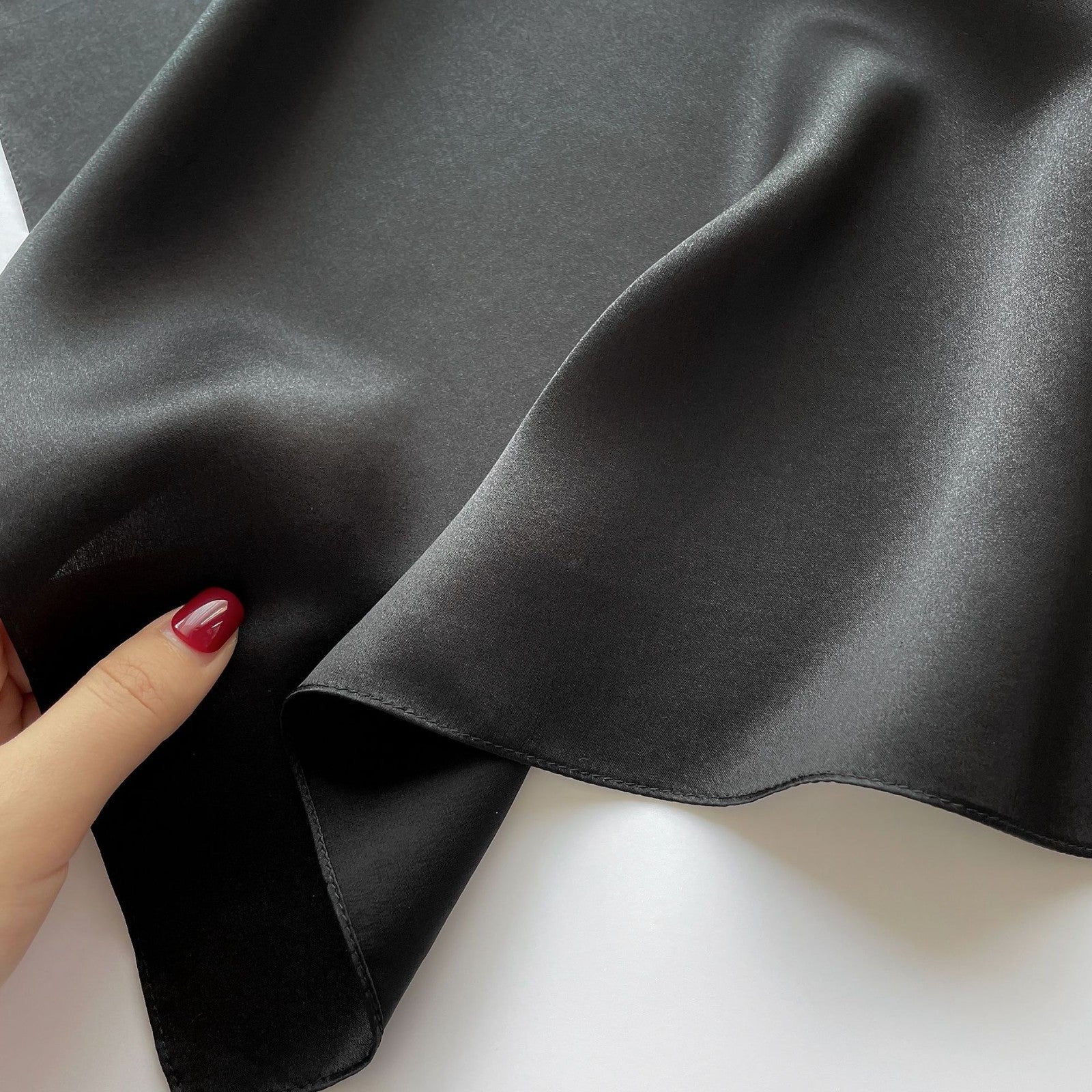 2pc Silk Feel Square Scarf Set 27x27in Black Yellow Satin Hair Wrap Neckerchief