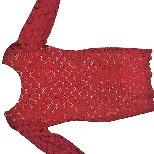 Lace Overlay  Long Sleeved Midi Dress for Women Formal Red Dresses for Ladies 