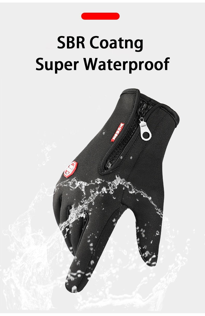 Black Thermal Waterproof Winter Cycling Gloves Anti-Slip Touch Screen Sports M