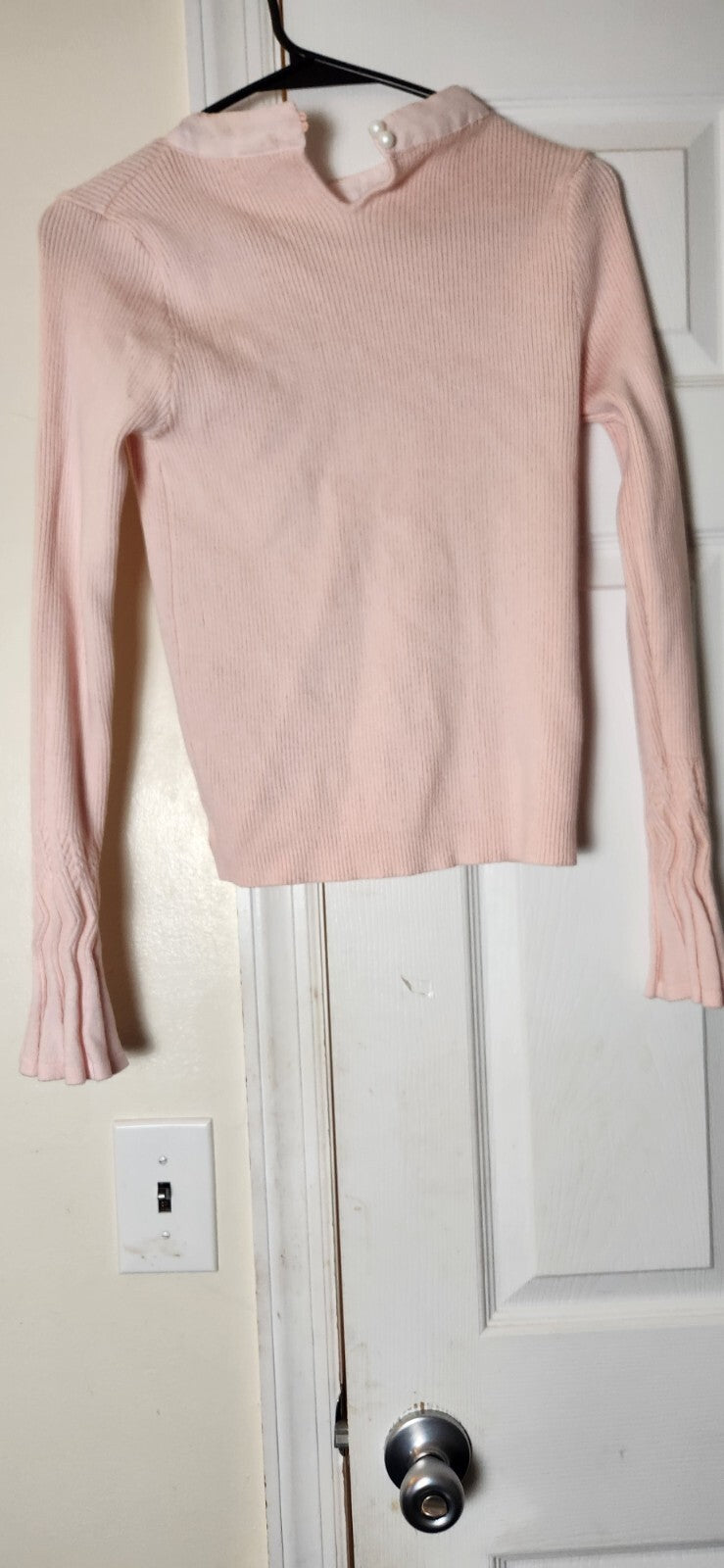 Pink Bowknot Knit Top for Women Fancy Sweater Long Sleeved Tops S/M 